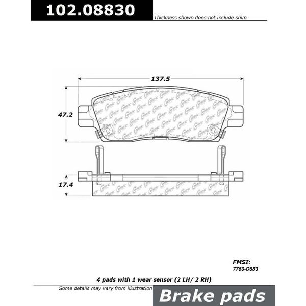 Centric Parts CTEK Brake Pads, 102.08830 102.08830
